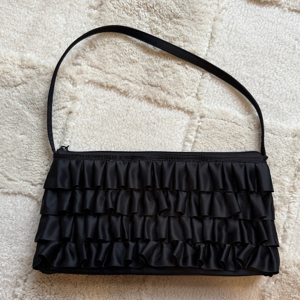 Lancome Black Ruffled Clutch